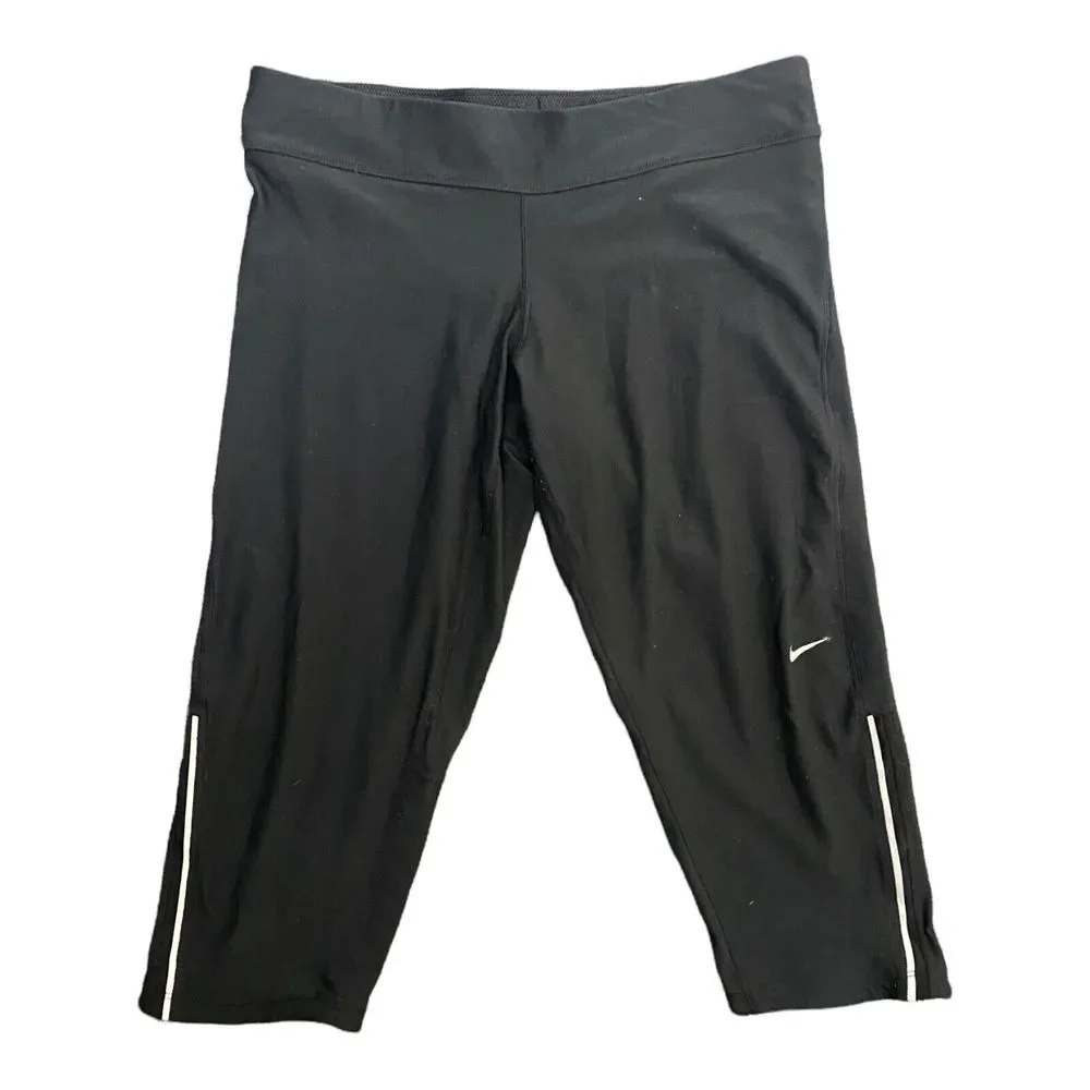 Nike Women's Crop Leggings Black White Stripe Size‎ Medium
